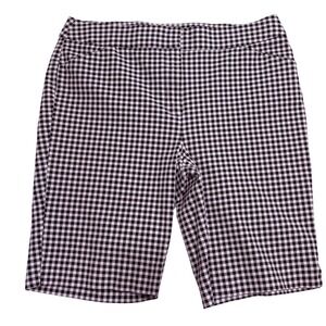Chicos Gingham Bermuda Shorts Black White Check Stretch Size 0.5 US 6 pull on